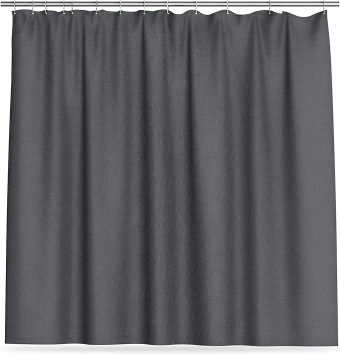 Luxurious Cotton Blend Shower Curtain - Spa Quality Bathroom Essential with Buttonhole Loops, Easy to Install & Clean, 72x72 inch, Home Spa Collection (Charcoal)