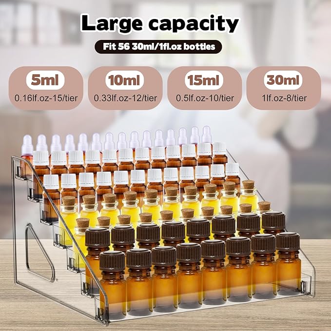 YEXEXINM 7 Tier Essential Oil Organizer,Clear Essential Oil Holder,Essential Oil Storage Shelf,Essential Oil Collection Display Rack Organizer Holds 5ml 10ml 15ml 30ml Essential Oils