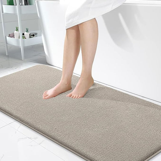 OLANLY Thick Memory Foam Bath Mat Rug 47x24, Extra Soft Absorbent Bathroom Rug, Quick Dry Bath Mats, Non-Slip, Machine Washable Carpet for Bathroom, Tub and Shower, Home Decor Accessories, Warm Taupe