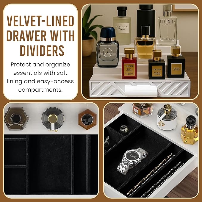 Cologne Organizer for Men - Multi Tier Drawer Organizer & Dresser Organizer Countertop - Perfume Holder | Cologne Stand For Men - Perfume Organizer for Women