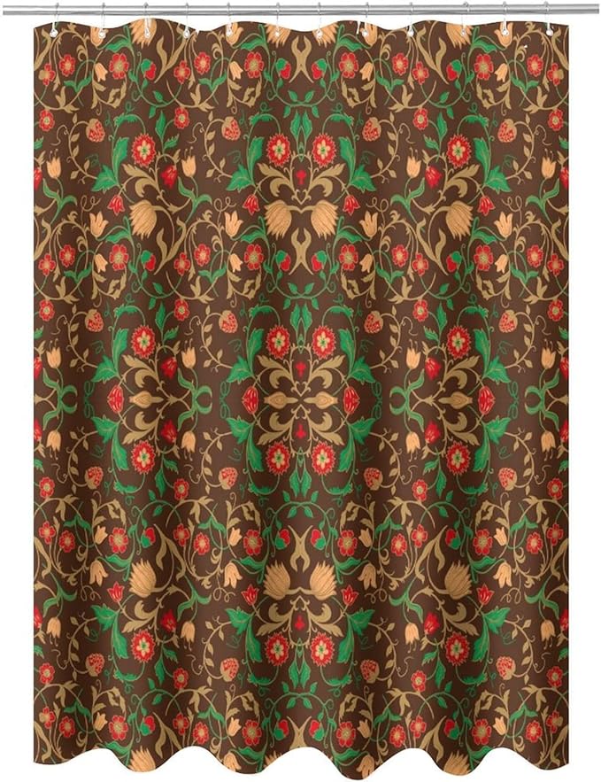 William Morris Original Design Vintage Shower Curtain Furniture Bathroom Fabric Decorations Washable Shower Curtain with Hooks 66x72 Inches(168x183cm), Style-1
