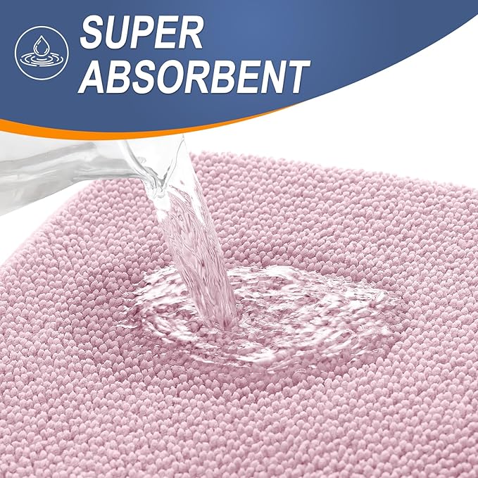 OLANLY Thick Memory Foam Bath Mat Rug 47x24, Extra Soft Absorbent Bathroom Rug, Quick Dry Bath Mats, Non-Slip, Machine Washable Carpet for Bathroom, Tub and Shower, Home Decor Accessories, Dusty Rose