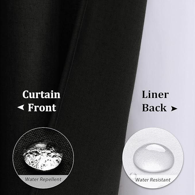 Naturoom Black Shower Curtain 78 inches Long Tall Linen Shower Curtain and Liner Heavy Duty Textured Burlap Cloth Double Bath Curtains with Top Sheer Window Country Style Man Bathroom Decor 72x78