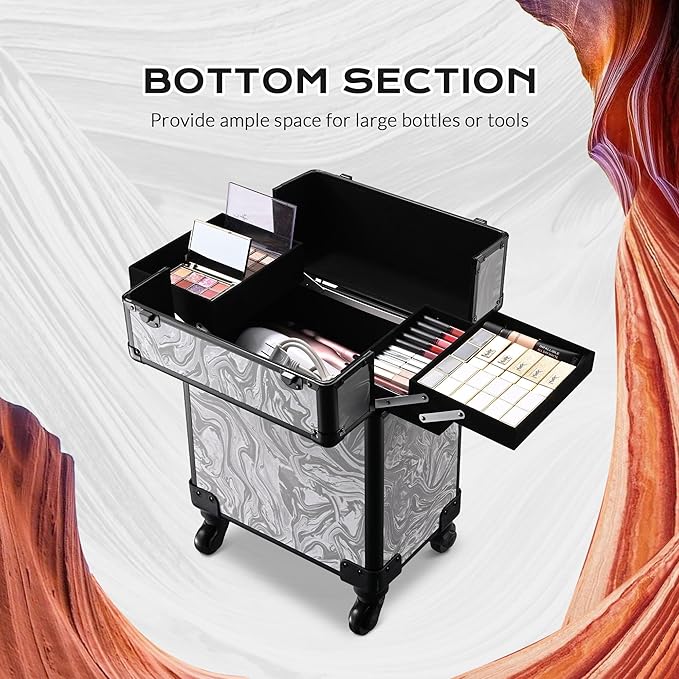 BYOOTIQUE 2-Piece Makeup Train Case Cosmetic Organizer Kit CB Graystone Artists