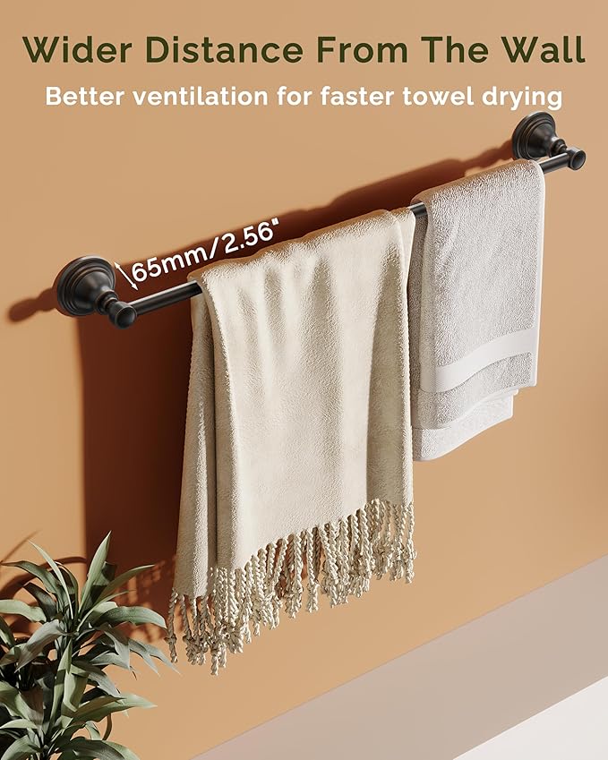 Towel Bar 24inch, Stainless Steel Bathroom Towel Rack Wall Mounted, Heavy Duty Towel Rod, Towel Holders for Bathroom, Kitchen (Oil Rubbed Bronze)