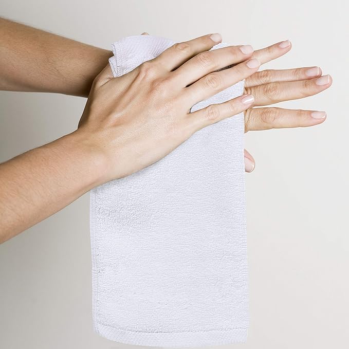Utopia Towels 24 Pack Cotton Washcloths Set, 100% Ring Spun Cotton, Premium Quality Flannel Face Cloths, Highly Absorbent and Soft Feel Fingertip Towels, White