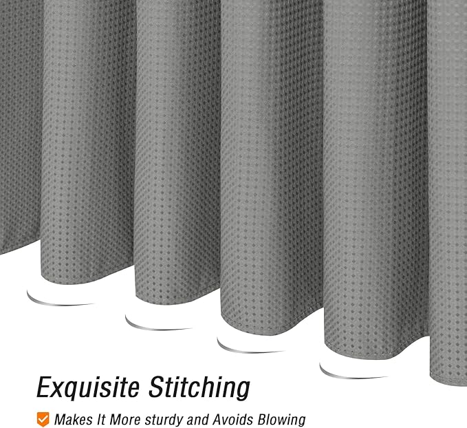 Gibelle Small Stall Shower Curtain 36 x 72, Narrow Half Waffle Weave Textured Fabric Shower Curtain for Bathroom, Water Repellent, Machine Washable, Grey