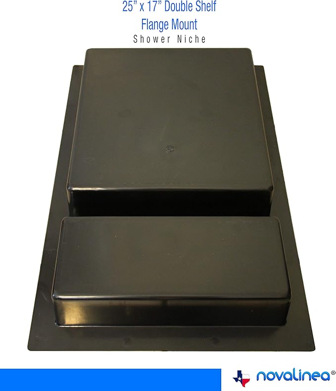 Large Double Shelf Recessed Shower Niche, Ready to Tile, 25" x 17" x 3.75"