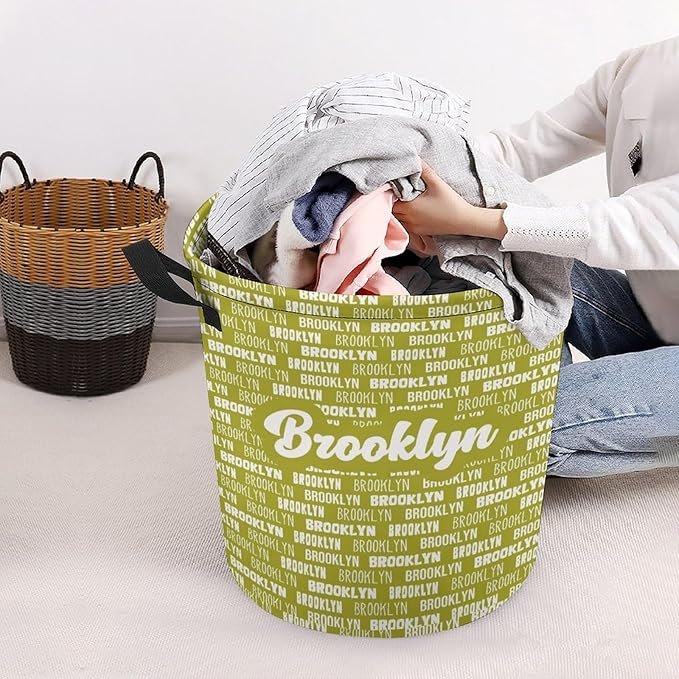 ZOE DAVISON Personalized Laundry Baskets,Custom Name Laundry Hamper for Kids Baby Adults,Collapsible Clothes Storage Organizer,One Size