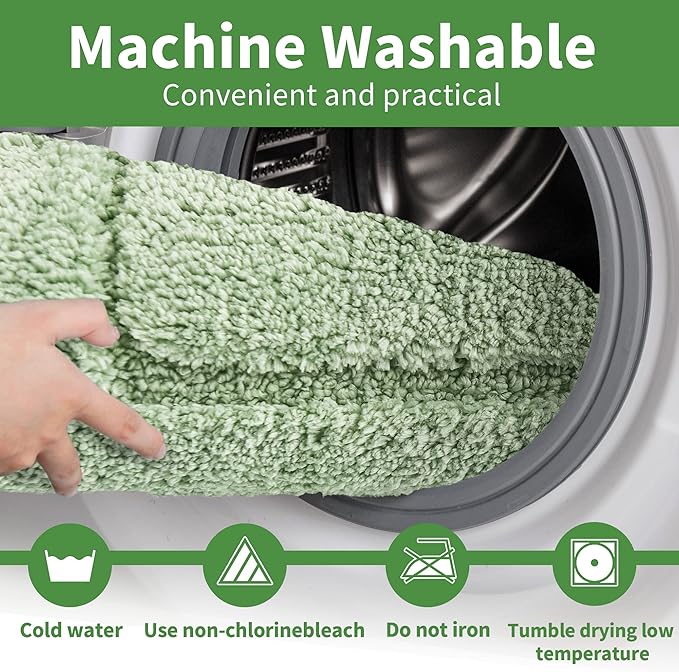 GRANNY SAYS Sage Green Bathroom Rugs Non Slip, 20" x 32", Bathroom Rugs Washable，Bath Rugs for Bath，Bath Mats for Bath Floor, Microfiber Bath Mat for Tub, Absorbent Shower Rug
