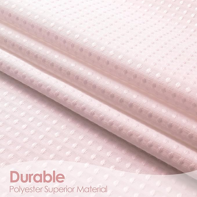 MitoVilla Pink Ombre Waffle Small Stall Shower Curtain 36 x 72, Half Size Fabric Narrow Shower Curtains for Bathroom Decor, 36 inch Weighted Shower Curtain Set with Plastic Hooks