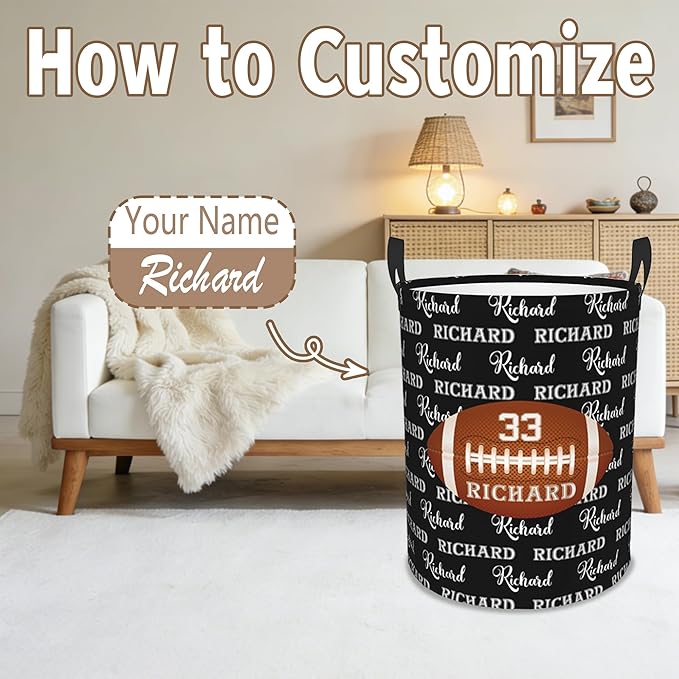 Custom Name Laundry Basket, Personalized Collapsible Laundry Hamper with Name for Bathroom Bedrooms, Customized Dirty Clothes Hamper Storage Basket Gifts for Kids Boys Girls Baby Men Women