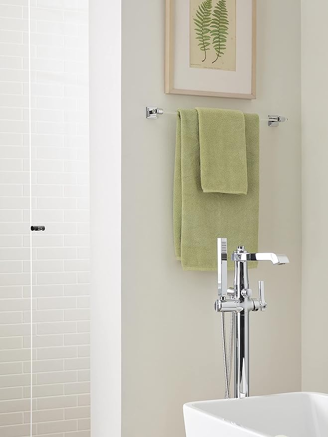 Amerock BH36064C26 | Clear/Chrome Towel Bar | 24 in (610 mm) Towel Rack | Glacio | Bathroom Towel Holder | Bathroom Hardware | Bath Accessories