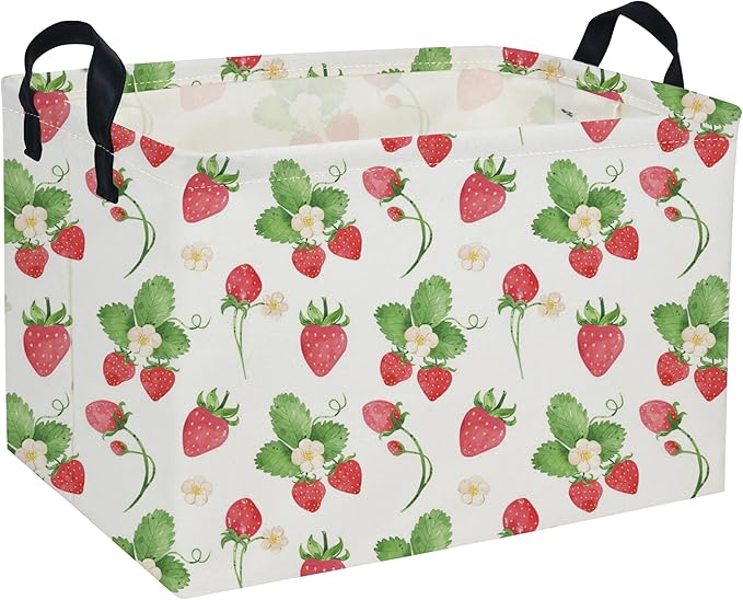 Rectangular Kids Baskets Strawberry Basket Cute Storage Bins Organizer Box Boys Room Decor for Home.(Strawberry)