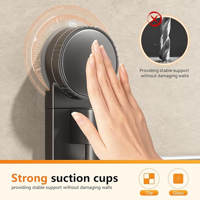 Aluminum 4-Arm Towel Bar - Suction Cup Towel Rack, Swing Out Rustproof Towel Racks for Bathroom & Kitchen, Space Saving
