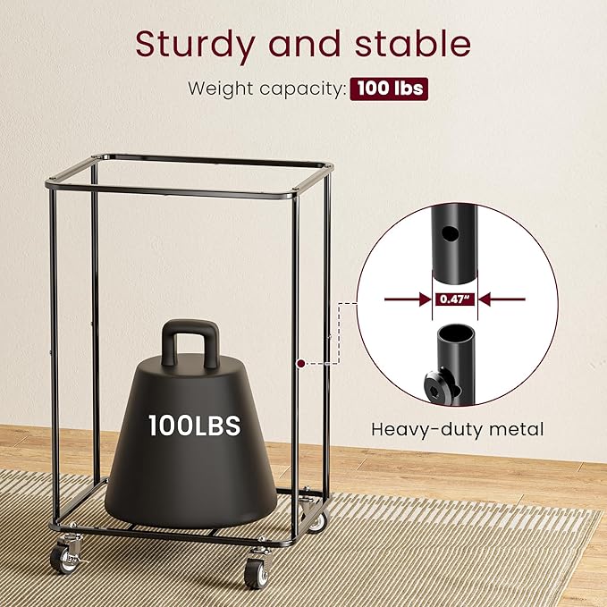 150L Rolling Laundry Basket with Wheels and 2 Removable Bags, Double Laundry Hamper with Lid, 2 Section Large Capacity for Laundry Bedroom Bathroom Dorm, Easy Move & Organize 19.7"x15.7"x31.9", Black