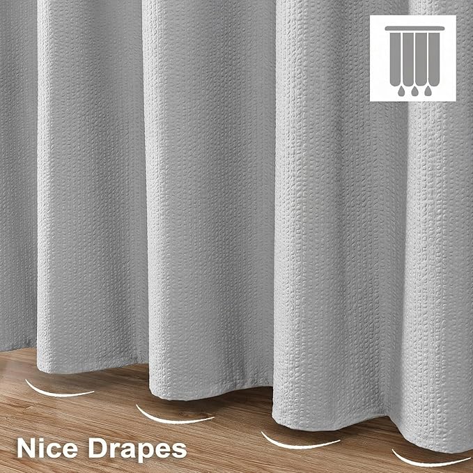 OVZME Small Stall Shower Curtain - Embossed Textured Bathroom Curtain, 36 x 72 Shower Curtain for RV Camper, Machine Washable Water Resistance, Light Grey
