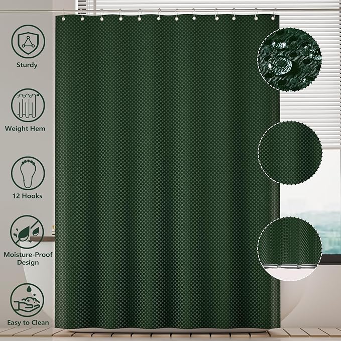 XLHOMO Bathroom Accessories Set - 25PC Green Bathroom Set, Bathroom Set with Shower Curtain and Rugs, Green Shower Curtain Set, Toilet Brush, Bathroom Trash Can