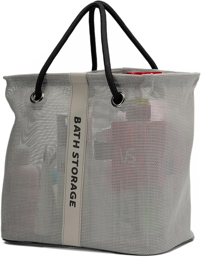 TOPASION Bath Storage Shower Caddy Organizer for Bathroom, College Dorm, Camp, Gym (Large Grey)