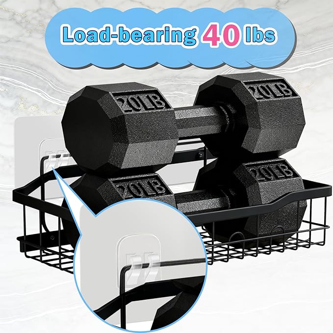 18 Pack Shower Caddy Adhesive Replacement, 1/2/3 Hooks Set Thick Bath Toy Storage Adhesive Replacements, Waterproof Adhesive Hooks Strips for Kitchen Racks, Shower Basket & Soap Holder