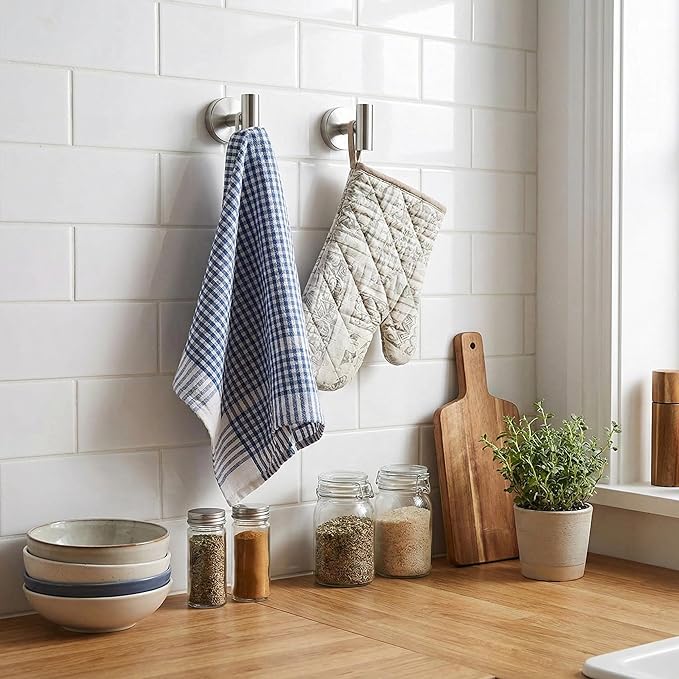 7-Piece Bathroom Hardware Accessories Set SUS304 Stainless Steel Towel Bar Set Wall Mounted 25.9-Inch Towel Rack, Towel Ring, Toilet Paper Holder with Shelf & 4 Hooks, Silver