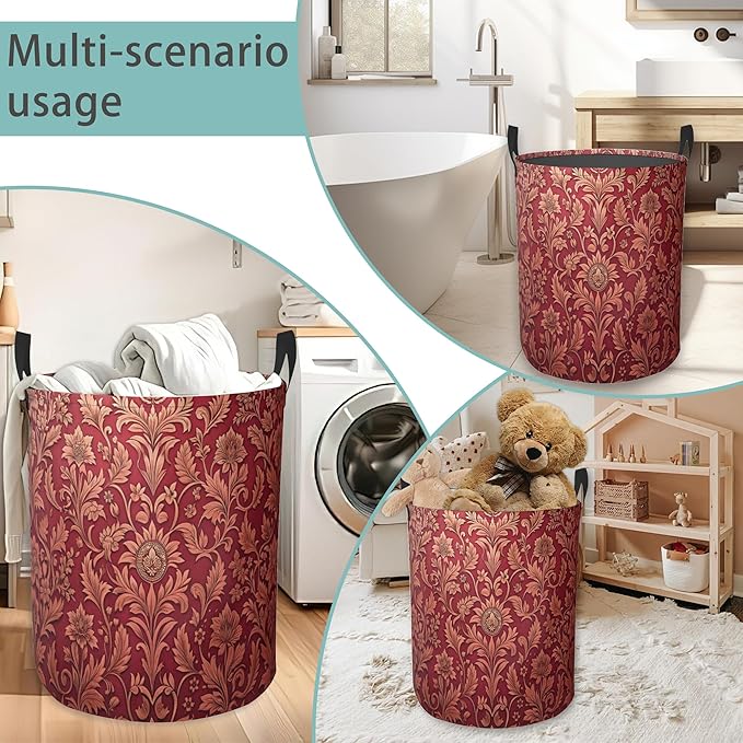 Luxury Jacquard Laundry Basket With Handles Tote Bag Oxford Cloth Funny Laundry Hamper Clothes Storage Bucket Toy Organizer 16" X 20.8"For Bathroom/Laundry/Bedroom