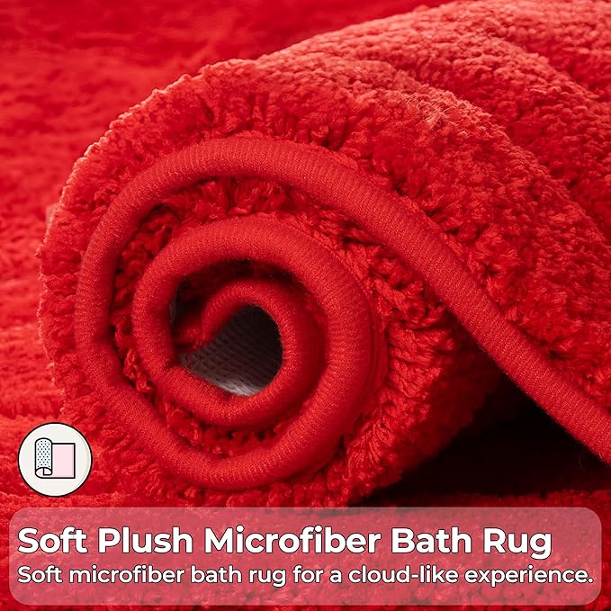 GRANNY SAYS Bathroom Rug, 20" X 32" Bath Rugs for Bathroom, Microfiber Cute Bath Mats, Washable Rug for Bath Tub, Bath Mat Non-Slip, Decorations Indoor, Red