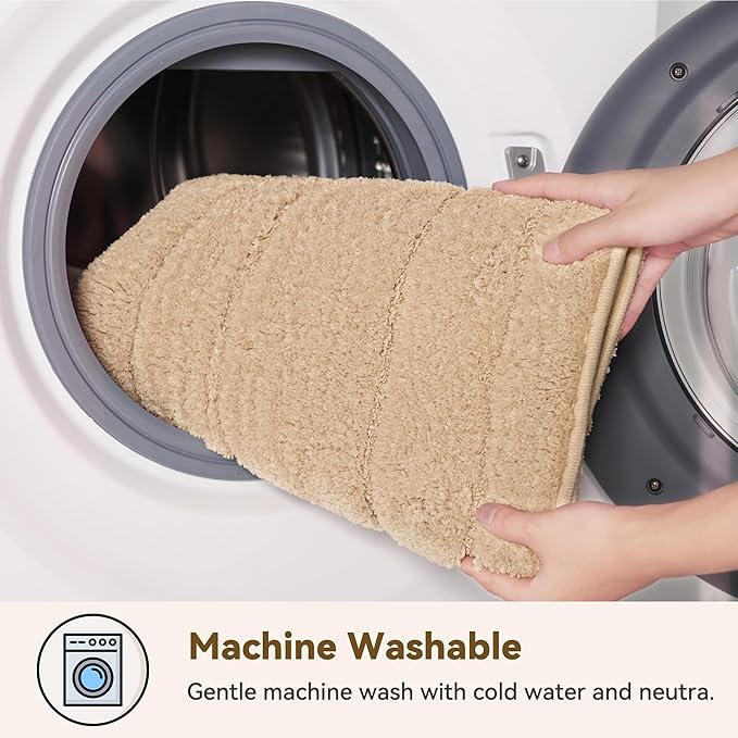 GRANNY SAYS Bathroom Rugs Non Slip, 24" x 36", Bath Rugs for Bathroom Washable, Bath Mats for Bath Floor, Microfiber Bath Mat for Tub, Absorbent Bath Rugs for Bath, Khaki