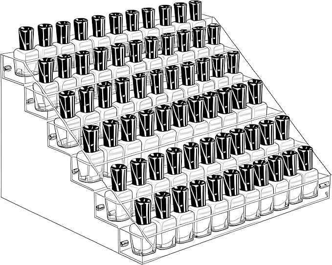 Umirokin Nail Polish Organizer, 6 Tiers Acrylic Paint Rack, Clear Display Holder Storage for Ink Gel Nail Polish Sunglasses Essential Oil Holds up to 54-72 Bottles