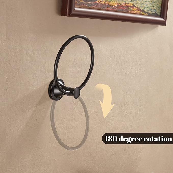 WOLIBEER Bronze Towel Ring, Oil Rubbed Hand Towel Holder Rustic Bathroom Towel Hanger SUS 304 Stainless Steel Towel Rack Wall Mounted