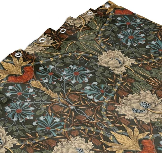 Retro Flower Shower Curtains William Morris Vintage Country Boho Flower Art Print Shower Curtains 72""×72"" Inch, Style-1