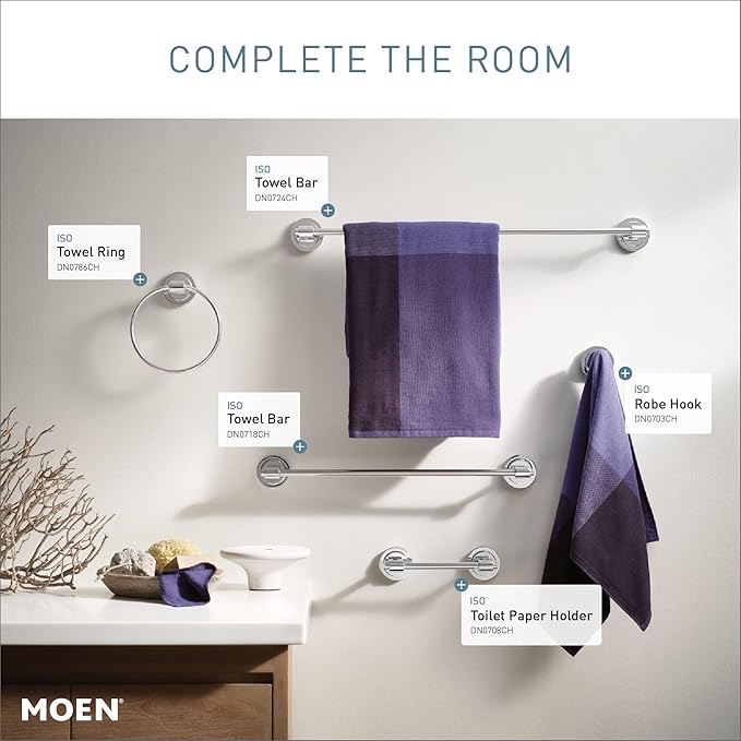 Moen DN0786CH Iso Bathroom Hand Towel Ring, Chrome