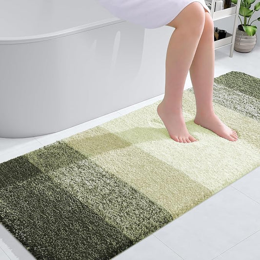 OLANLY Bathroom Rugs Mat 59x24, Extra Soft Absorbent Microfiber Bath Rugs, Rubber Backing, Quick Dry, Machine Washable Bath Mats for Bathroom Floor, Tub and Shower, Home Decor Accessories, Dark Green