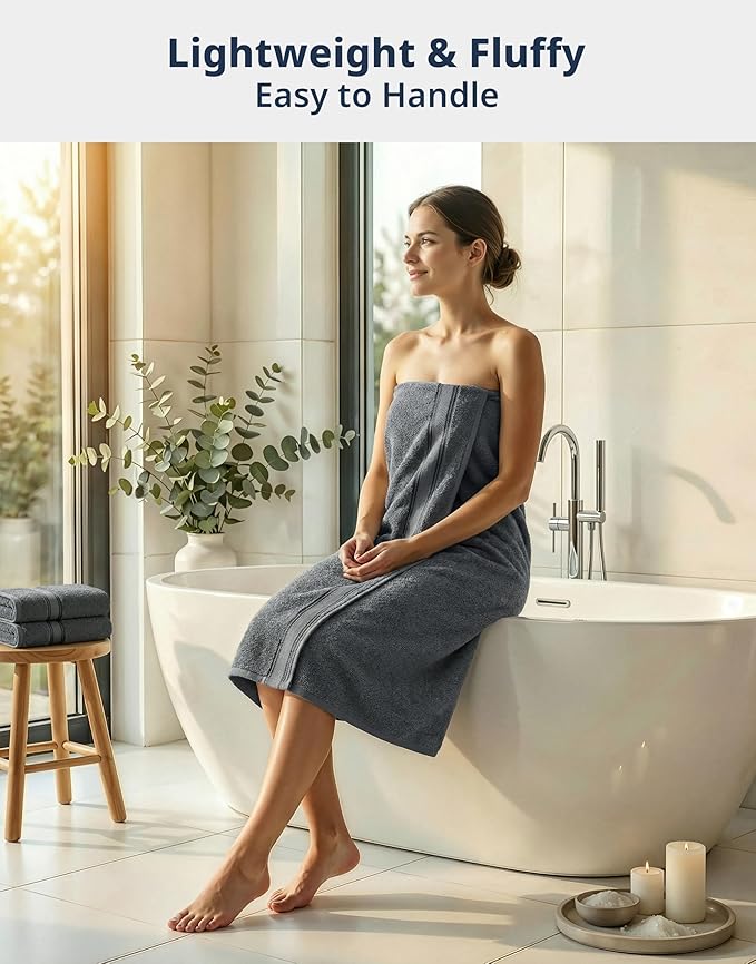 LANE LINEN 100% Cotton 4 Pack Bath Towels Set (28"x54") - Zero Twist, Large Cotton Towels for Bathroom - Quick Dry, Soft & Absorbent Bath Towel Set - Remains Soft After Multiple Washes - Cool Grey