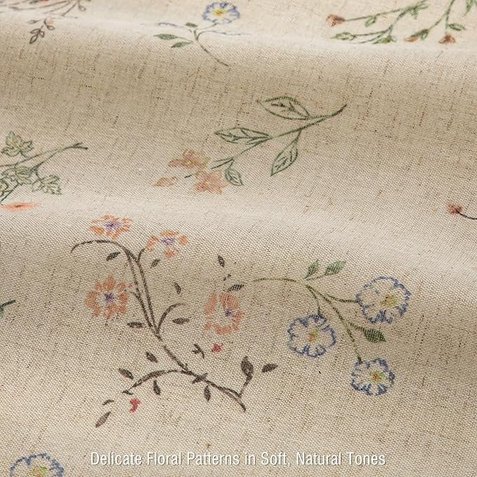 Floral Vintage Linen Shower Curtain, French Country Shower Curtains for Bathroom, 60Wx72H