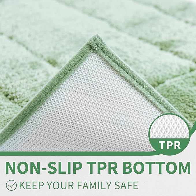GRANNY SAYS Sage Green Bathroom Rugs Non Slip, 20" x 32", Bathroom Rugs Washable，Bath Rugs for Bath，Bath Mats for Bath Floor, Microfiber Bath Mat for Tub, Absorbent Shower Rug