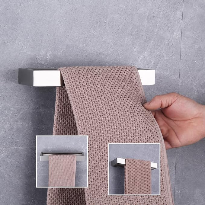 GERZWY Bath Towel Holder SUS304 Stainless Steel Towel Hanger Towel Ring for Bathroom Lavatory Wall Mount Contemporary Style, Brushed Finish HG1706-LS
