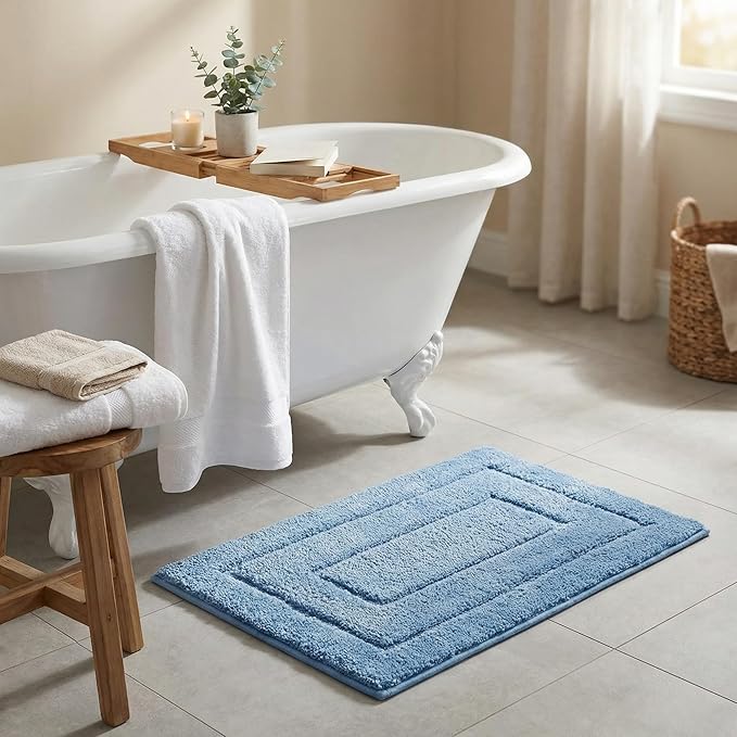 GRANNY SAYS Blue Bathroom Rugs Non Slip, 24" x 36", Large Bathroom Rugs Washable, Bath Rugs for Bath, Absorbent Bath Mats for Bath Floor, Absorbent Shower Rug, Microfiber Bath Mat for Tub