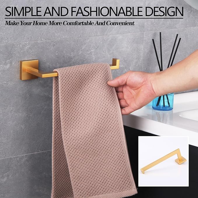 GERZWY Gold Stainless Steel Hand Towel Holder Modern Bathroom Towel Ring Wall Mounted IG1806-BE