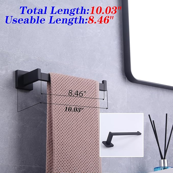 GERZWY SUS 304 Stainless Steel Bathroom Hand Towel Holder Matte Black Towel Ring for Bath Kitchen Garage Heavy Duty Wall Mounted FG1606-BK