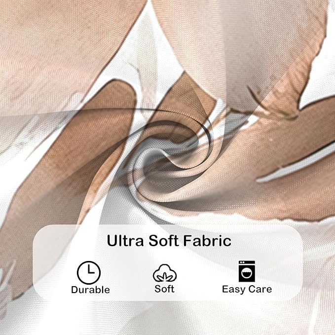 Floral Shower Curtain, Brown Watercolor Flower Shower Curtains for Bathroom, Modern Minimalist Waterproof Fabric Bath Decoration 72x72 Inch