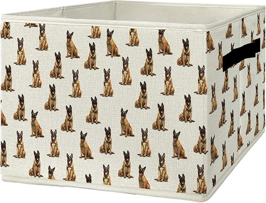 Belgian Malinois Gifts Storage Bins & Boxes with Handles, Dog Mom Dad Lovers Gifts Foldable Basket for Organizing, Dog Collapsible Storage Basket for Bedroom Bathroom Clothes Toys