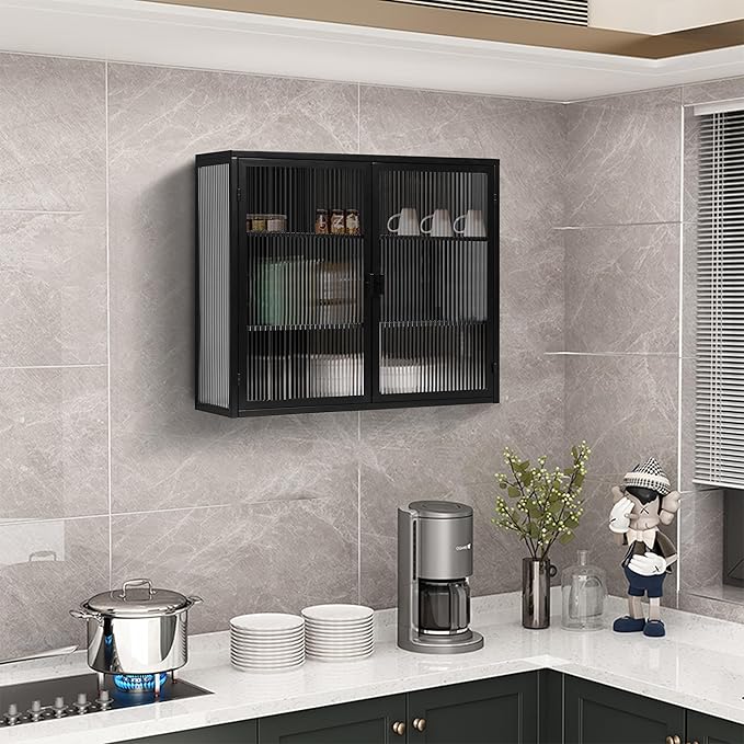 Medicine Cabinet,Medicine Cabinets for Bathroom with Mirror Doors Shelf,Bathroom Cabinet Wall Mounted Wooden Bathroom Storage Cabinet Bathroom Cabinet Kitchen (Black3)