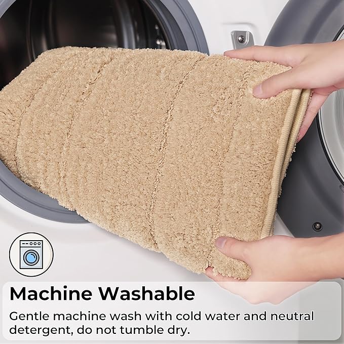 GRANNY SAYS Khaki Bathroom Rugs Non Slip, 59" x 24", Small Bathroom Rugs Washable，Bath Mats for Floor, Microfiber Bath Mat for Tub, Absorbent Shower Rug