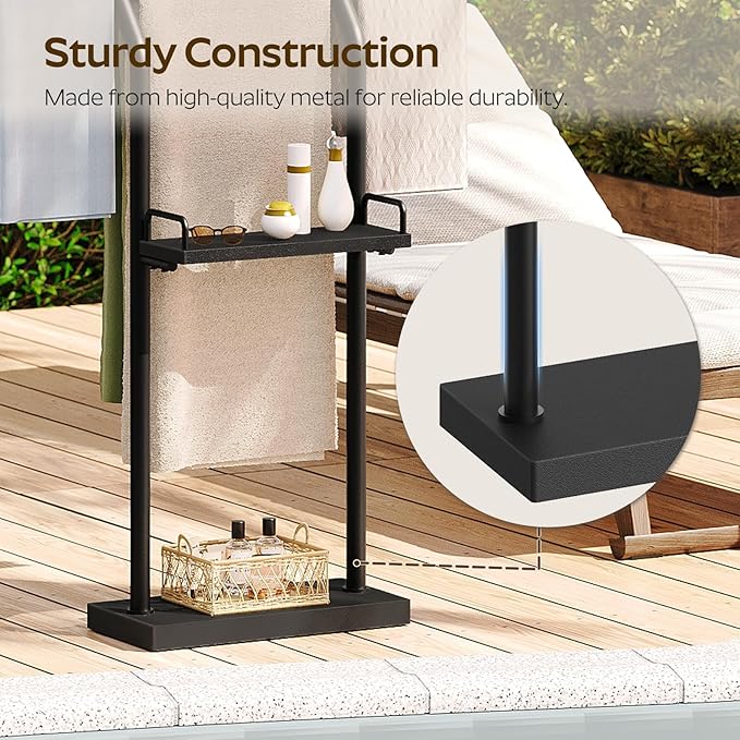 YATINEY Free Standing Towel Rack, Taller Double-T Shape Bath Sheet Holder for Bathroom, Floor Blanket Holder Stand with Weighted Base, 4-Tier Towel Storage Rack, for Living Room, Balcony, Black CJ20BB