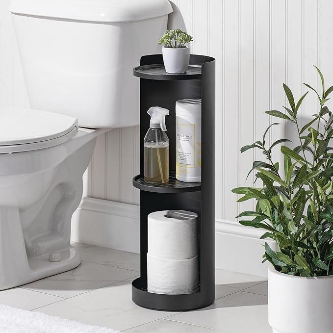 iDesign Freestanding 3-Tier Rotating Bathroom Organizer - Matte Black