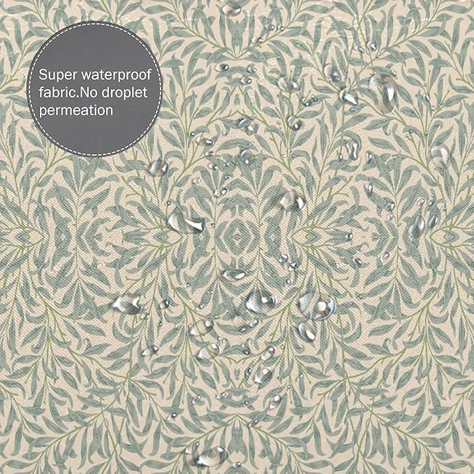 Vintage Botanical Shower Curtain William Morris Designs Green Jungle Fruit Print Shower Curtain Set Polyester Interior Waterproof Shower Curtain with 12 Hooks 72x78 Inches(183x200cm)