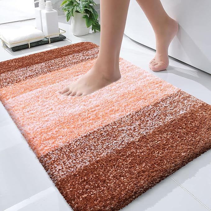 OLANLY Bathroom Runner Rugs 59x20, Extra Soft Absorbent Microfiber Bath Rugs, Rubber Backing, Quick Dry, Machine Washable Bath Mats for Bathroom Floor, Tub and Shower, Home Decor Accessories, Orange