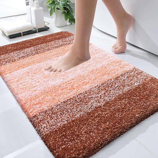 OLANLY Bathroom Runner Rugs 59x24, Extra Soft Absorbent Microfiber Bath Rugs, Rubber Backing, Quick Dry, Machine Washable Bath Mats for Bathroom Floor, Tub and Shower, Home Decor Accessories, Orange