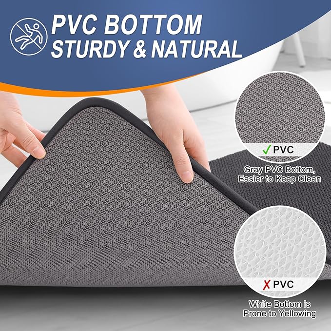 OLANLY Thick Memory Foam Bath Mat Rug 45x27, Extra Soft Absorbent Bathroom Rug, Quick Dry Bath Mats, Non-Slip, Machine Washable Carpet for Bathroom, Tub and Shower, Home Decor Accessories, Dark Grey